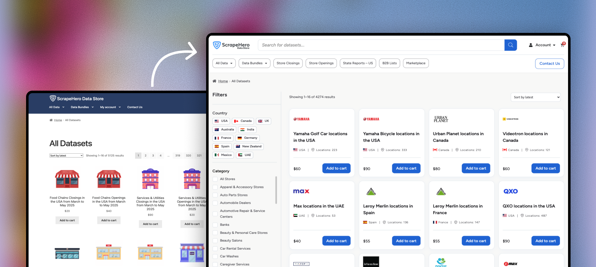 ScrapeHero Data Store Redesign